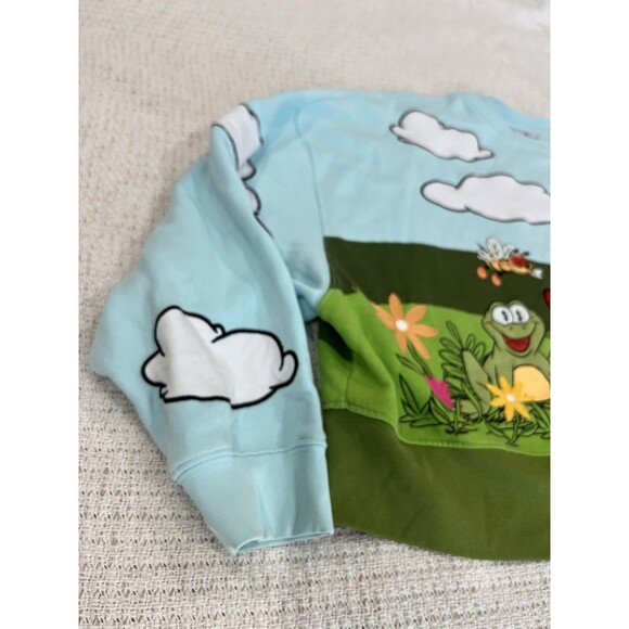 Disney Parks Mickey & Spike Garden Cropped Sweatshirt Retro Flowers Sz L *TG7 - Picture 3 of 13
